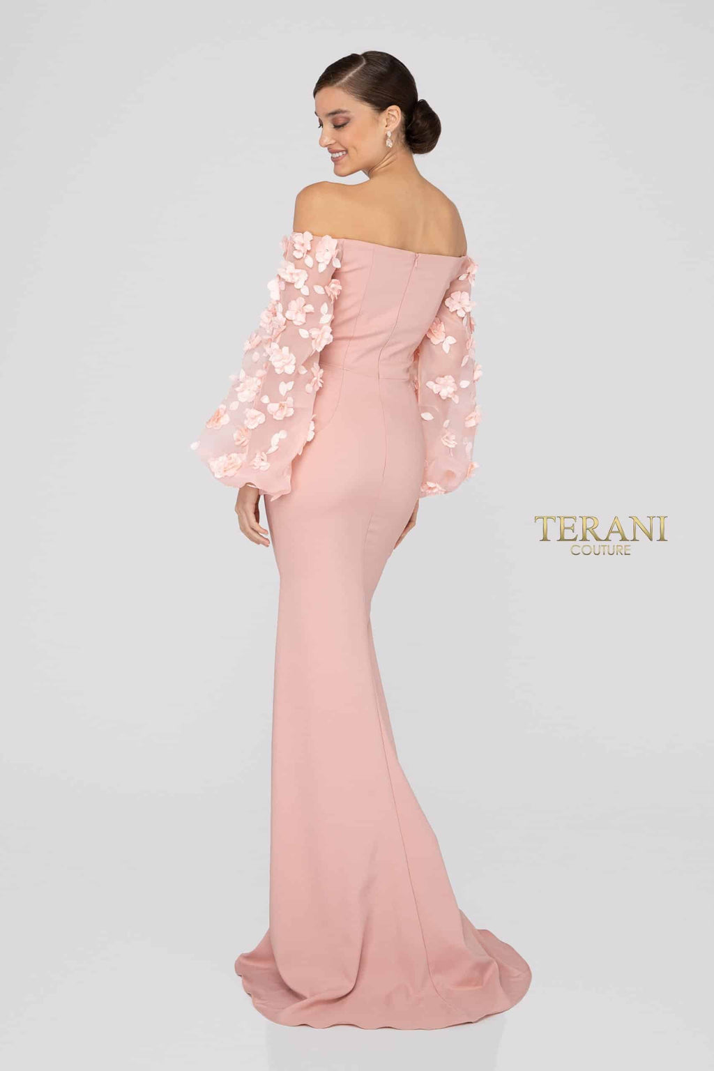Terani Couture 1911E9128 Organza Sleeves Evening Dress