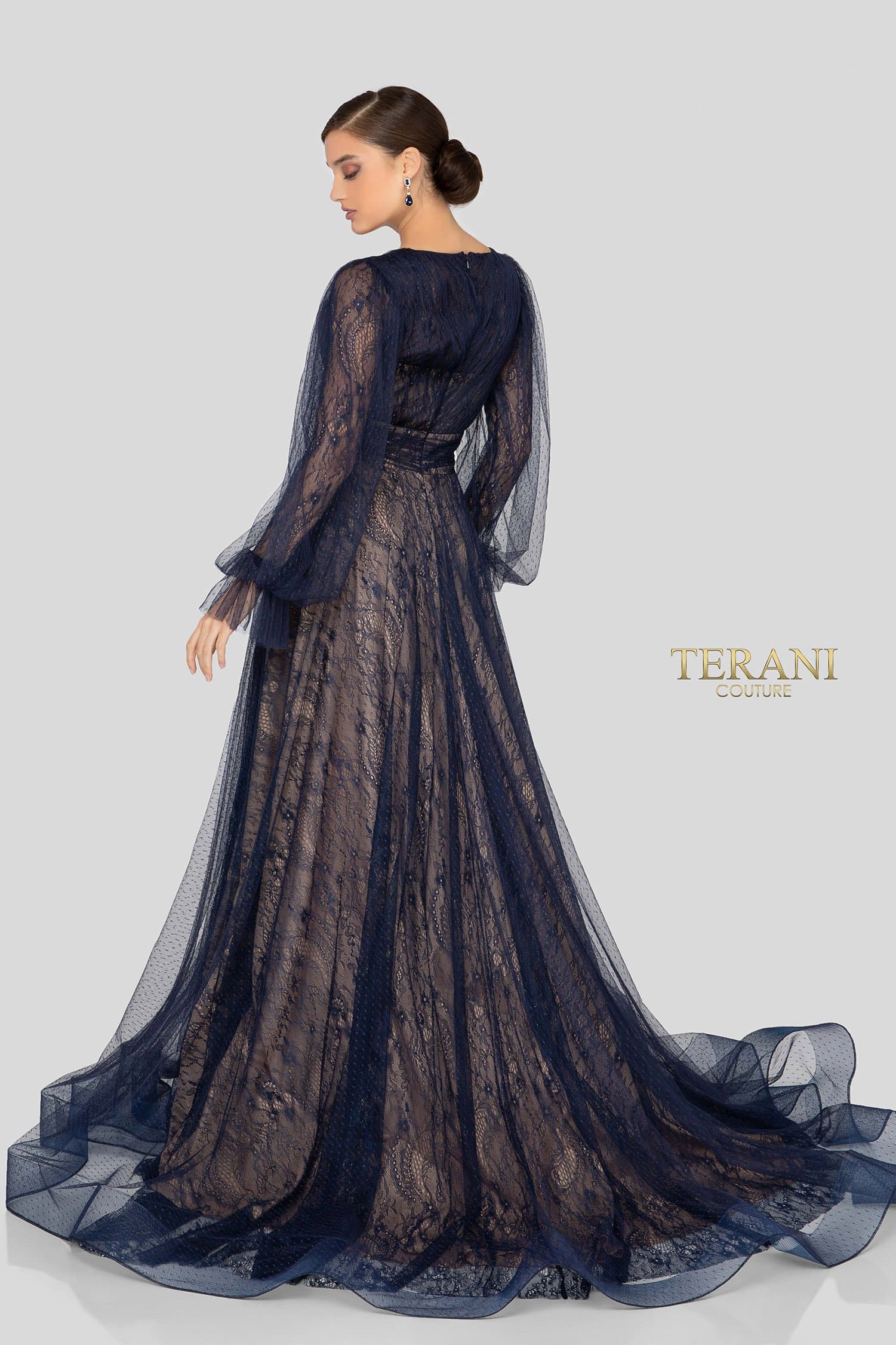 Terani Couture 1913M9414 Long V-Neck Formal Dress