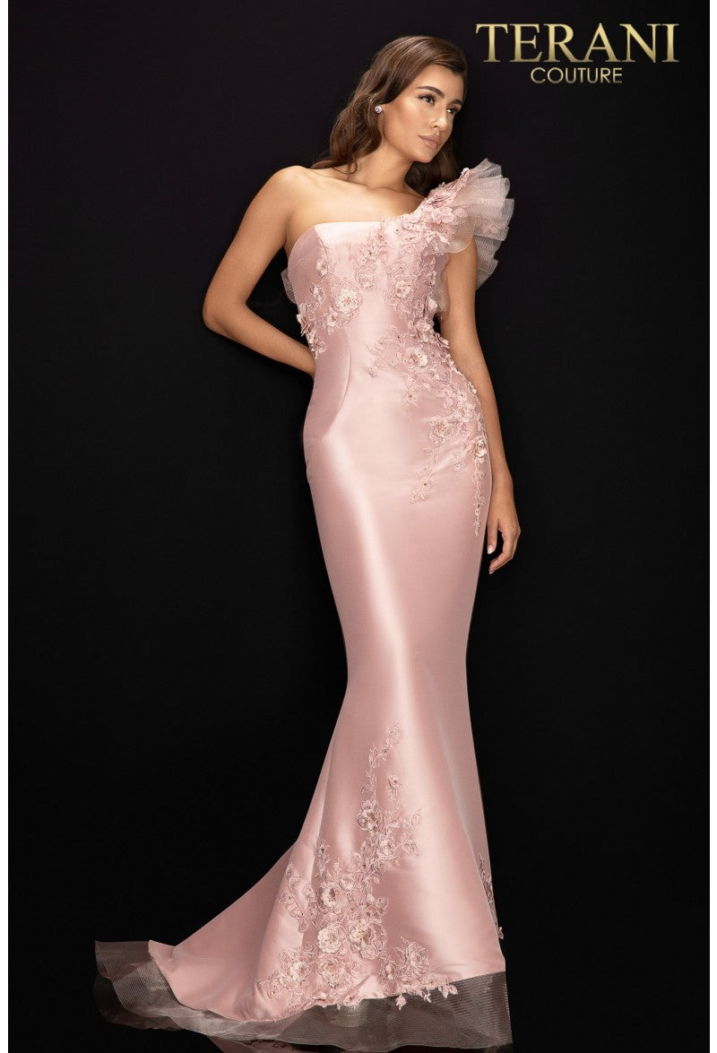 Terani Couture 2011E2094 Long One Shoulder Evening Gown