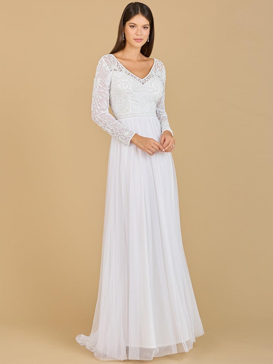 Lara Dresses 51067 Long Sleeve Flowy Bridal Dress