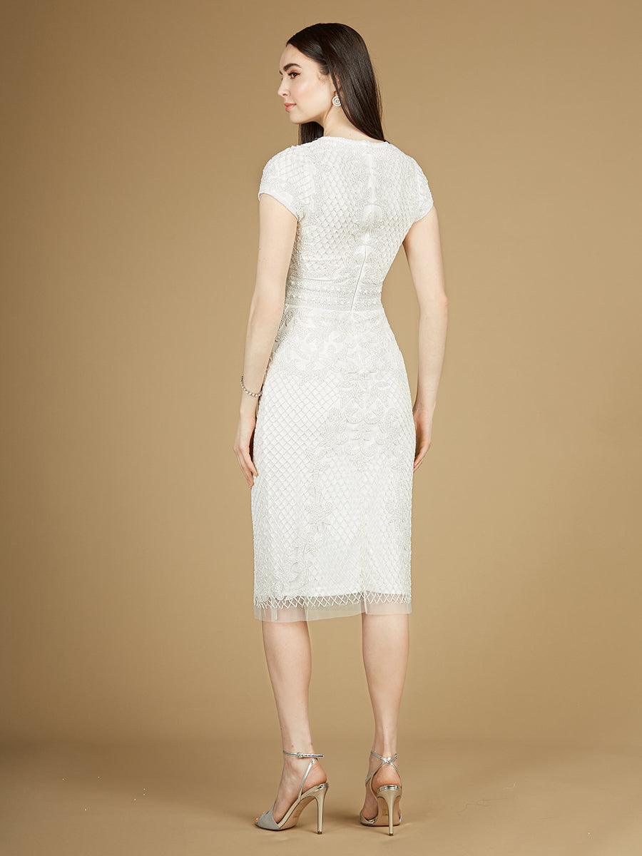 Lara Dresses 51112 Cap Sleeve Midi Bridal Dress