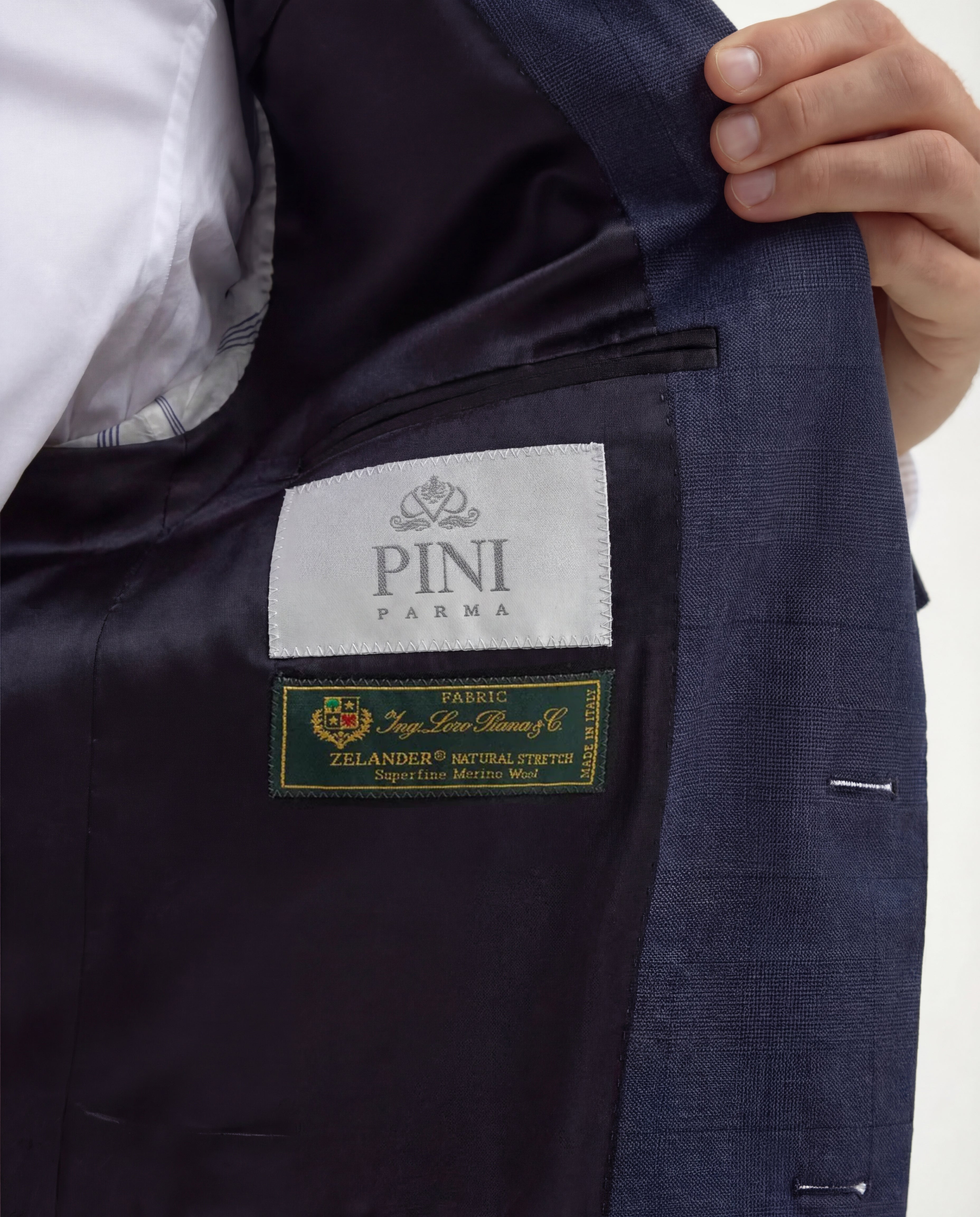 Blue Avio Prince of Wales Full Canvas suit - Made in Italy