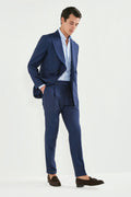 Blue double breasted striped suit - Made in Italy