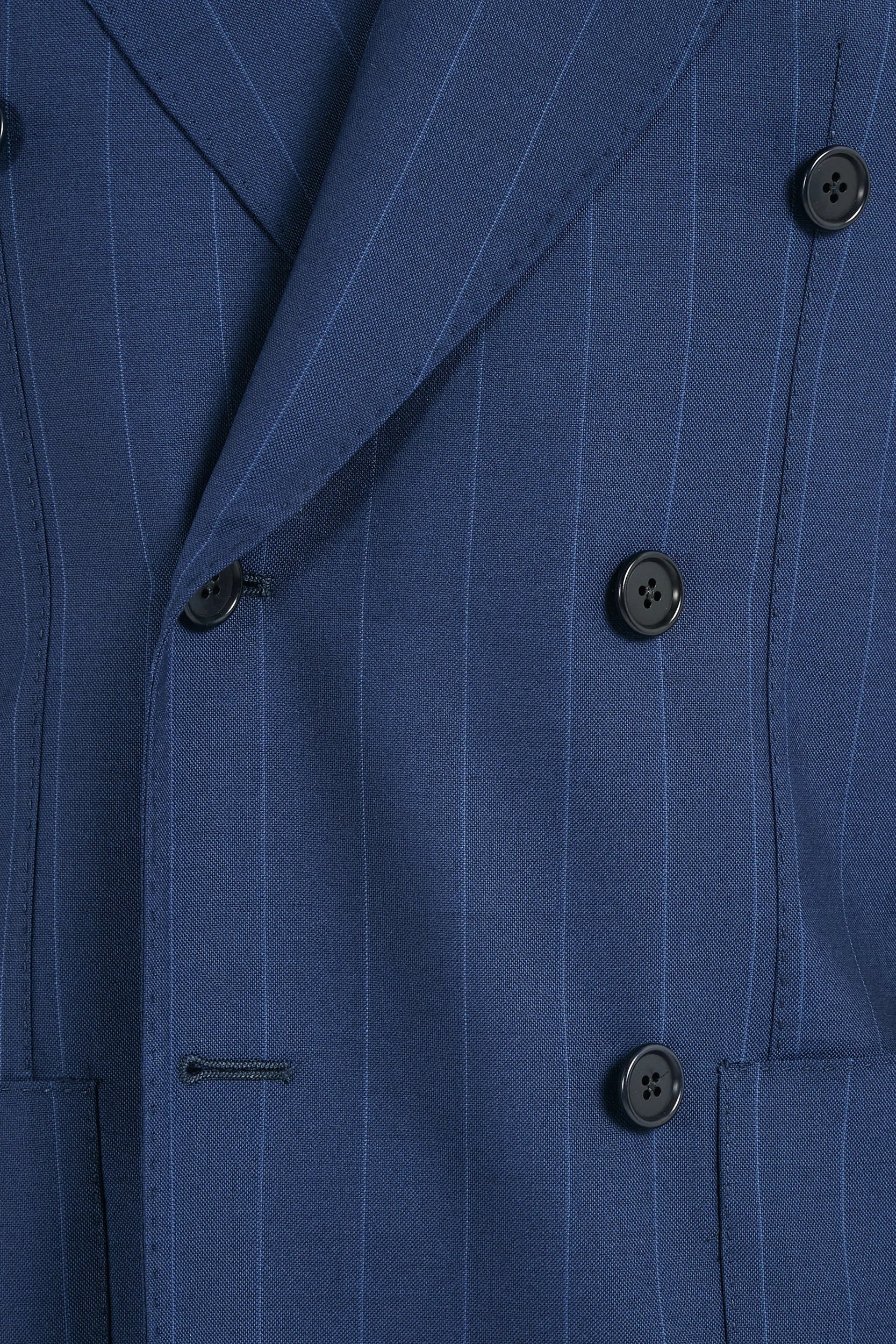 Blue double breasted striped suit - Made in Italy