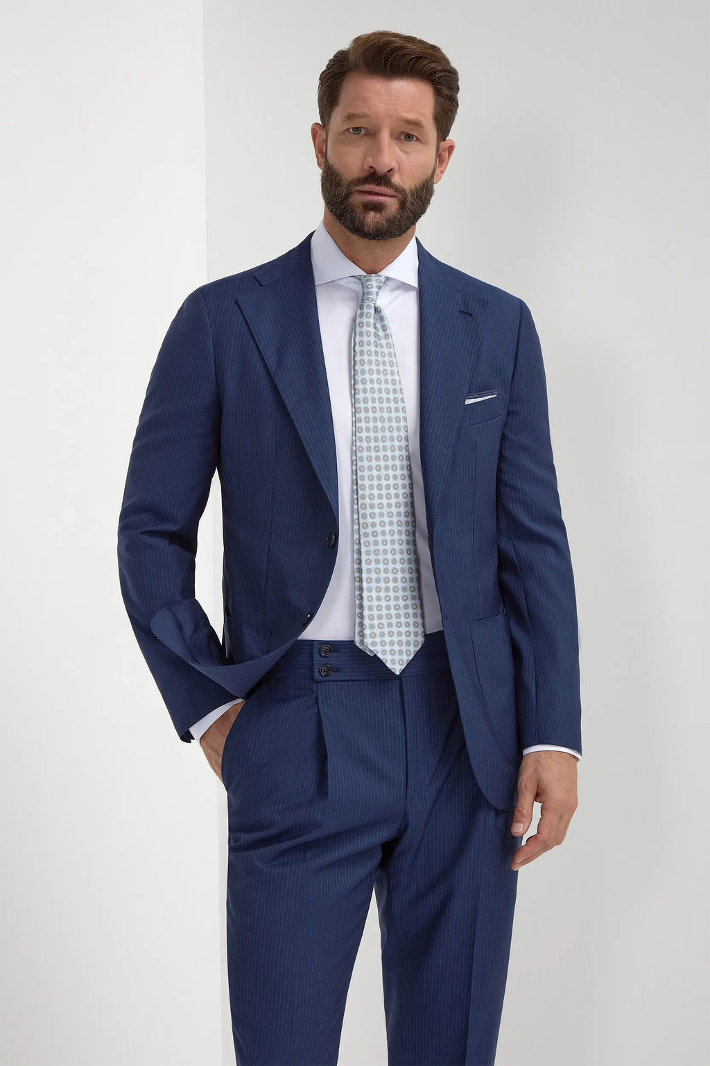 Blue pinstripe wool suit - Made in Italy