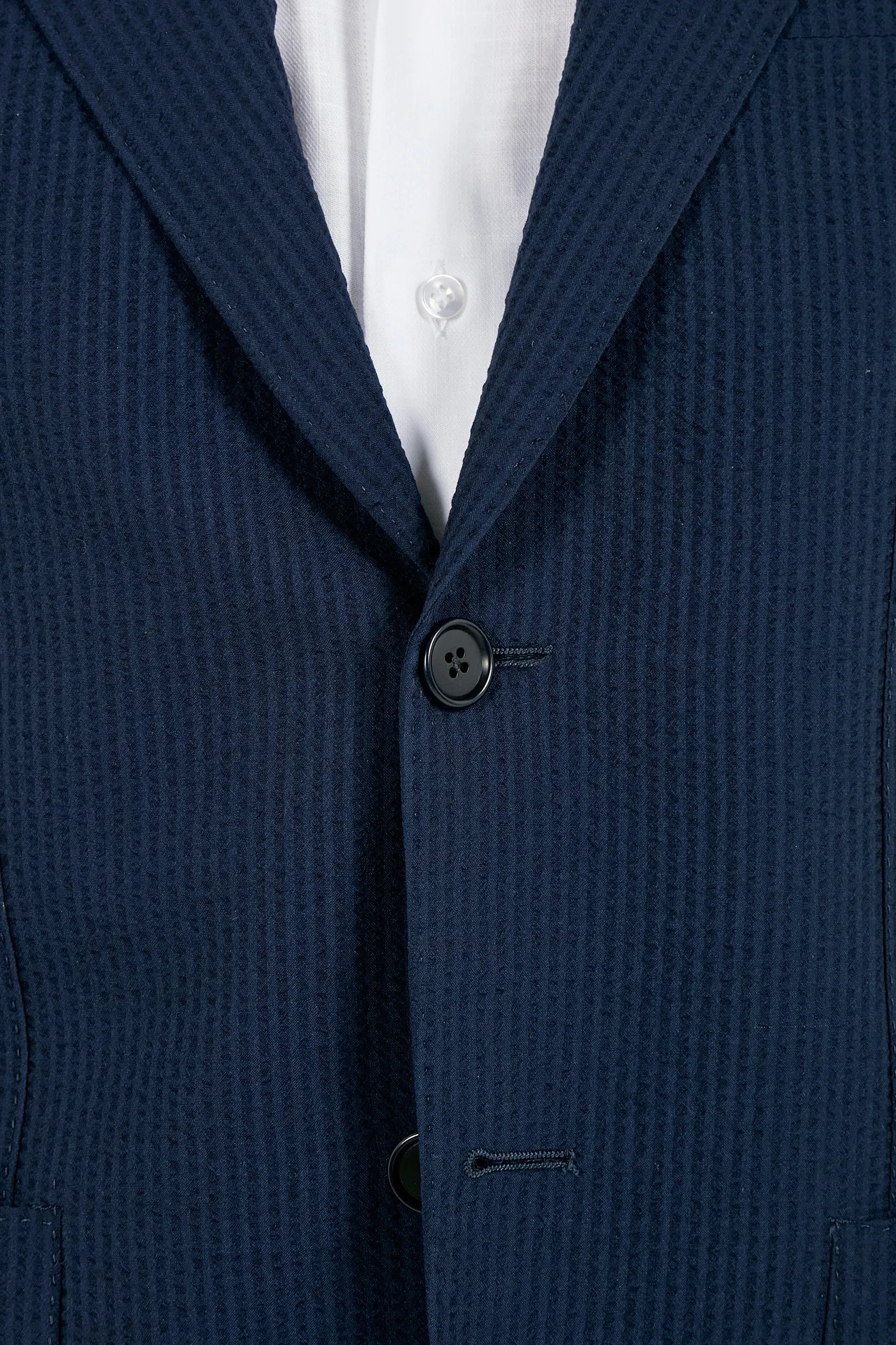 Blue wool and silk seersucker suit - Made in Italy