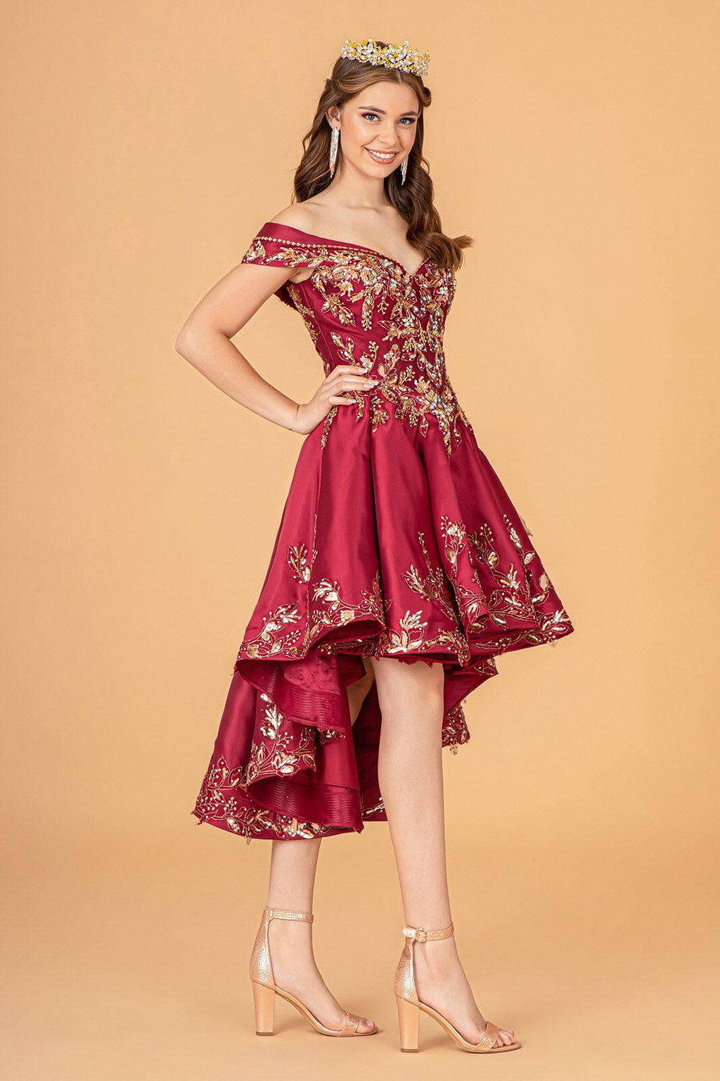 Long Quinceanera Satin Ball Gown