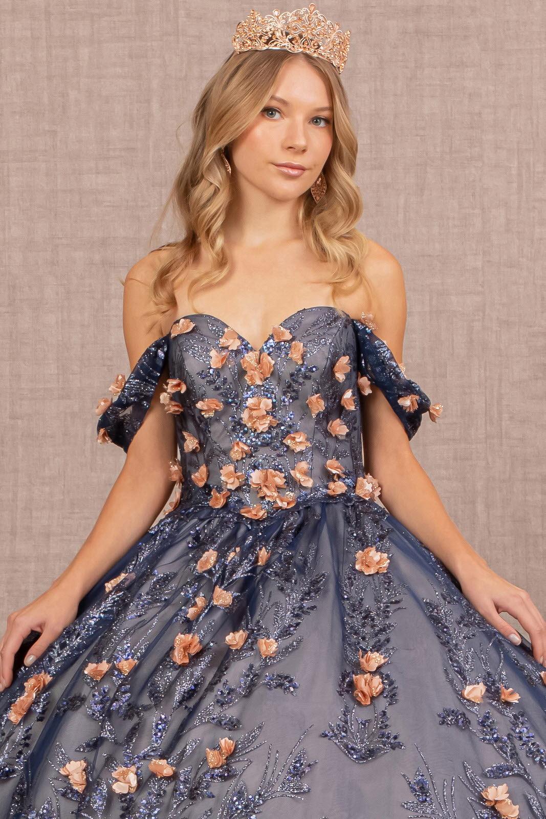 Quinceanera Long Dress Glitter Ball Gown
