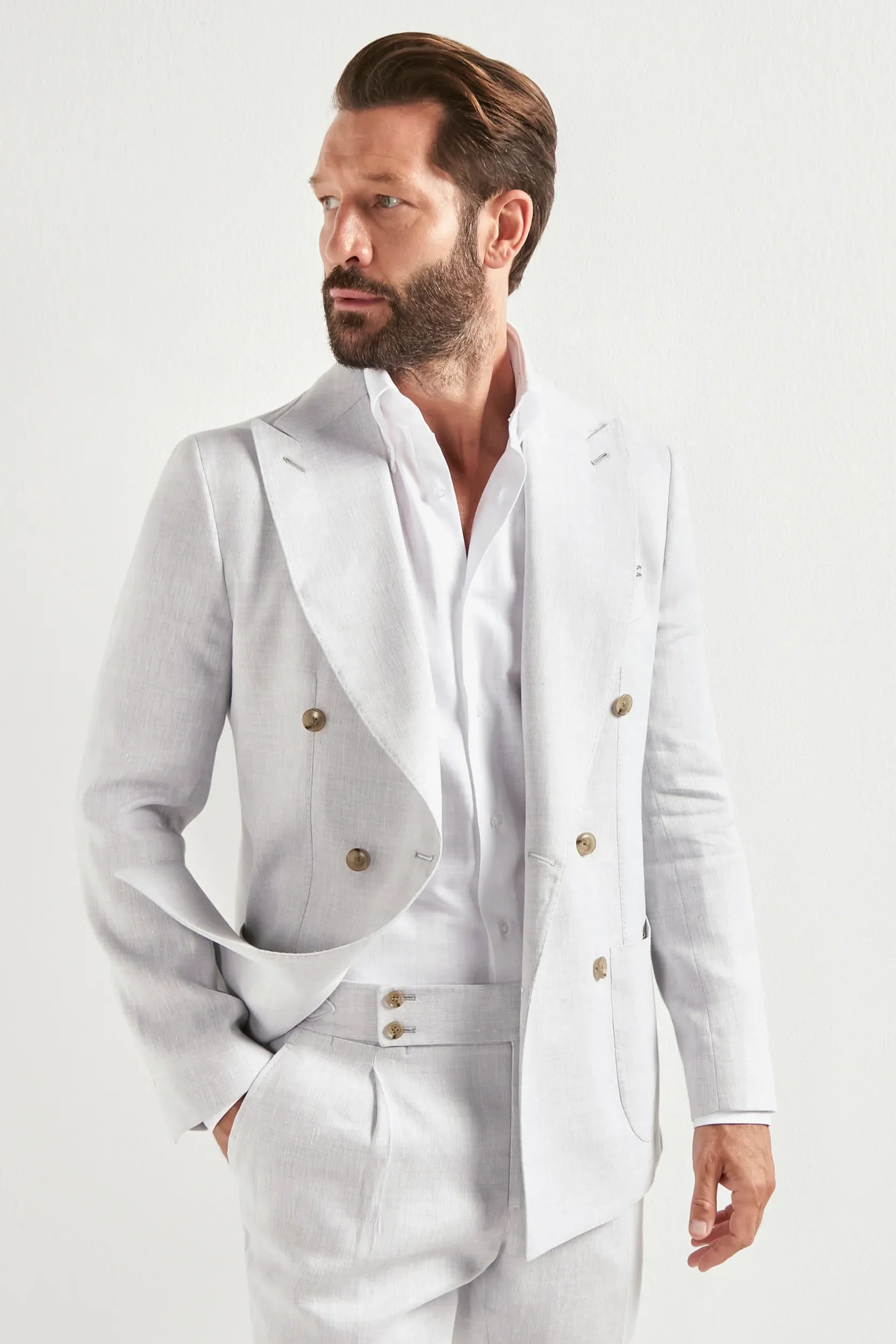 Ice double breasted Super 160's blend suit - Made in Italy