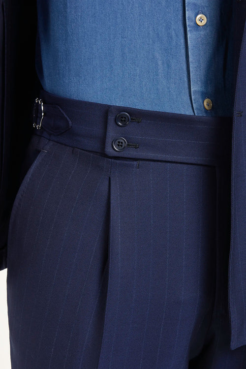 Blue striped double breasted suit - Made in Italy