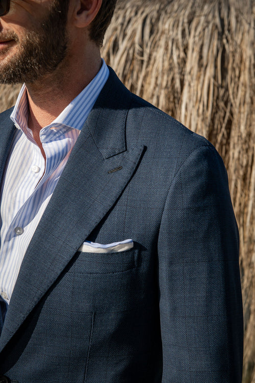 Blue Prince of Wales suit - Made in Italy