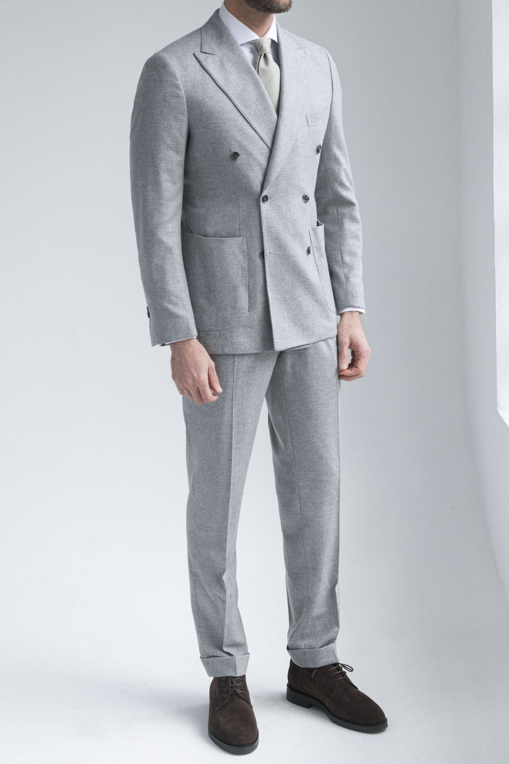 Grey wool and cashmere double breasted suit - Made in Italy