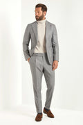 Light grey herringbone suit - Made in Italy