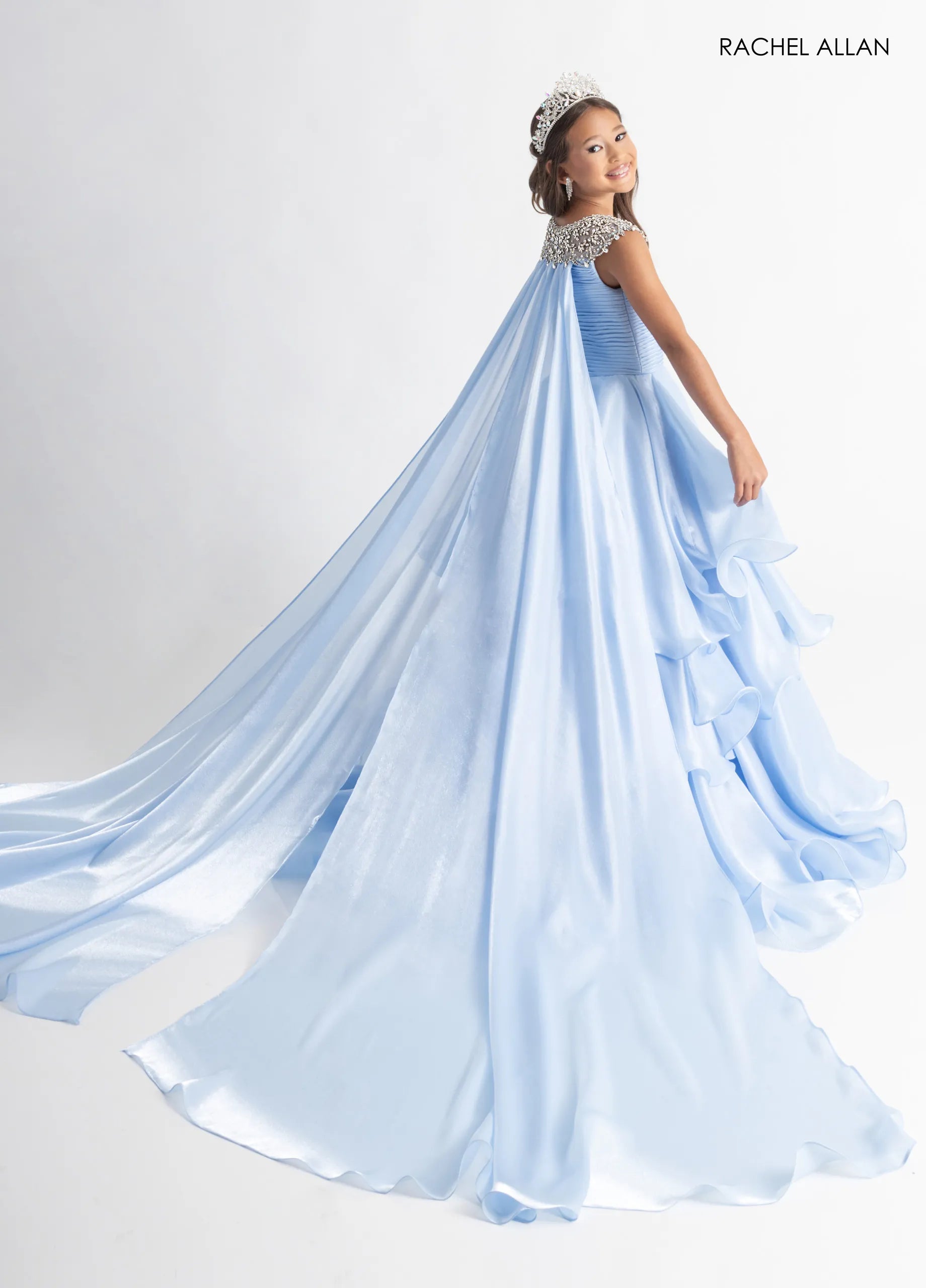 Jewel Neck Long Organza Flower Girl Dress by Rachel Allan 10310