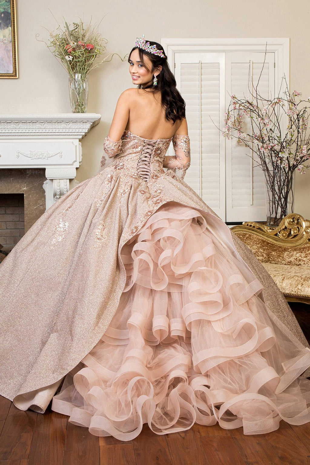 Long Ball Gown Strapless Quinceanera Dress