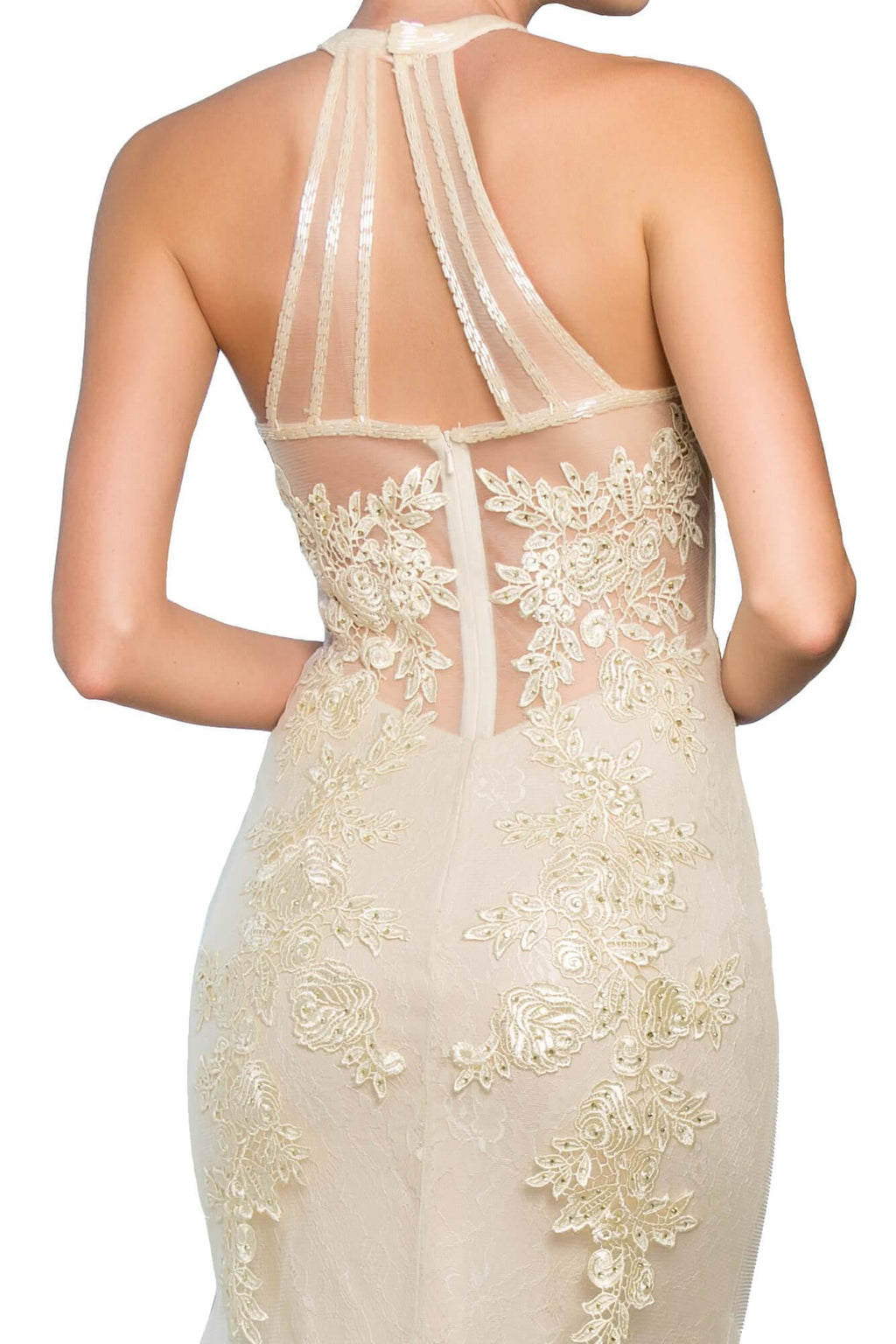 Long Wedding Dress Halter Lace Mermaid Gown