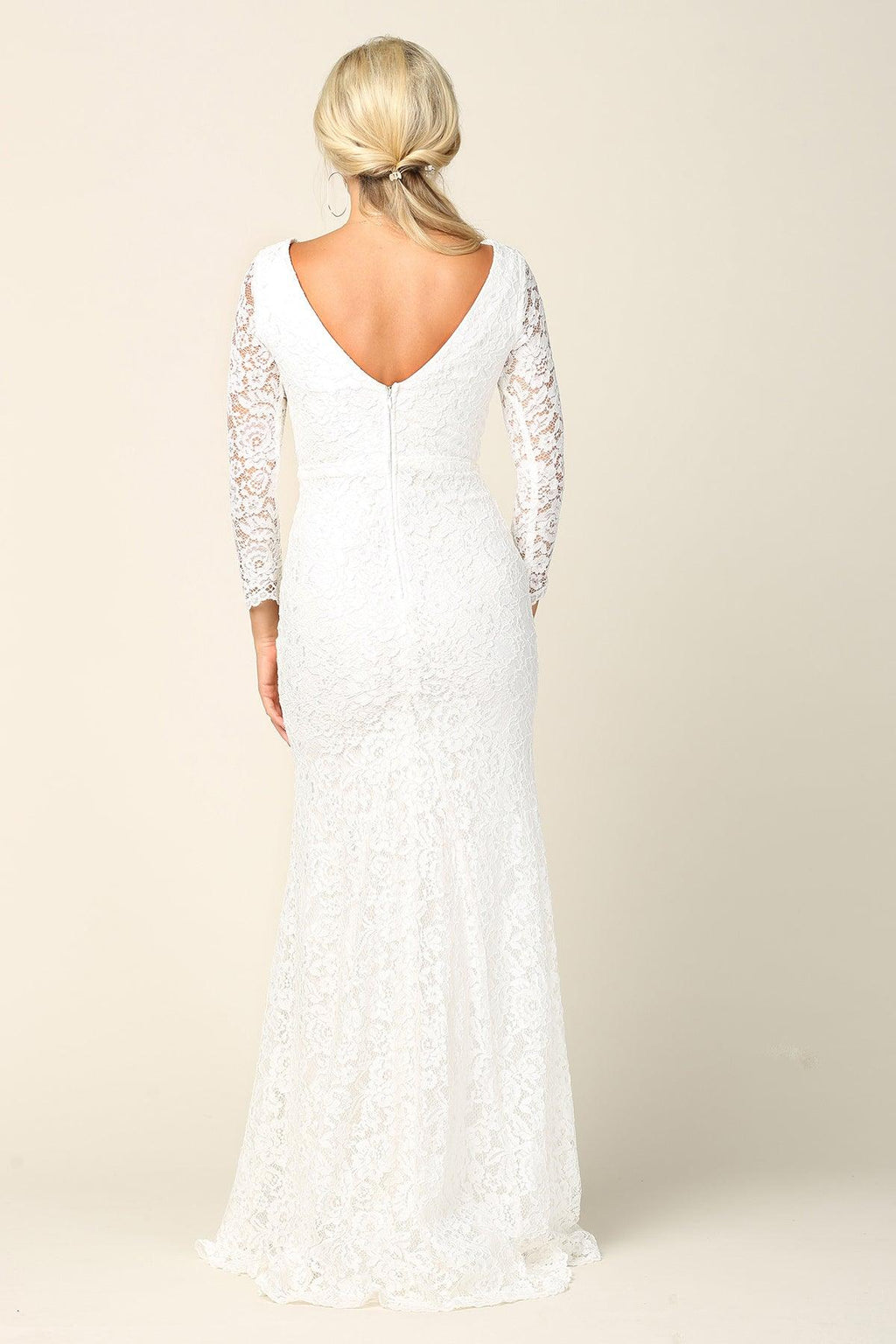 Simple Bridal Gown Long Sleeve Lace Wedding Dress