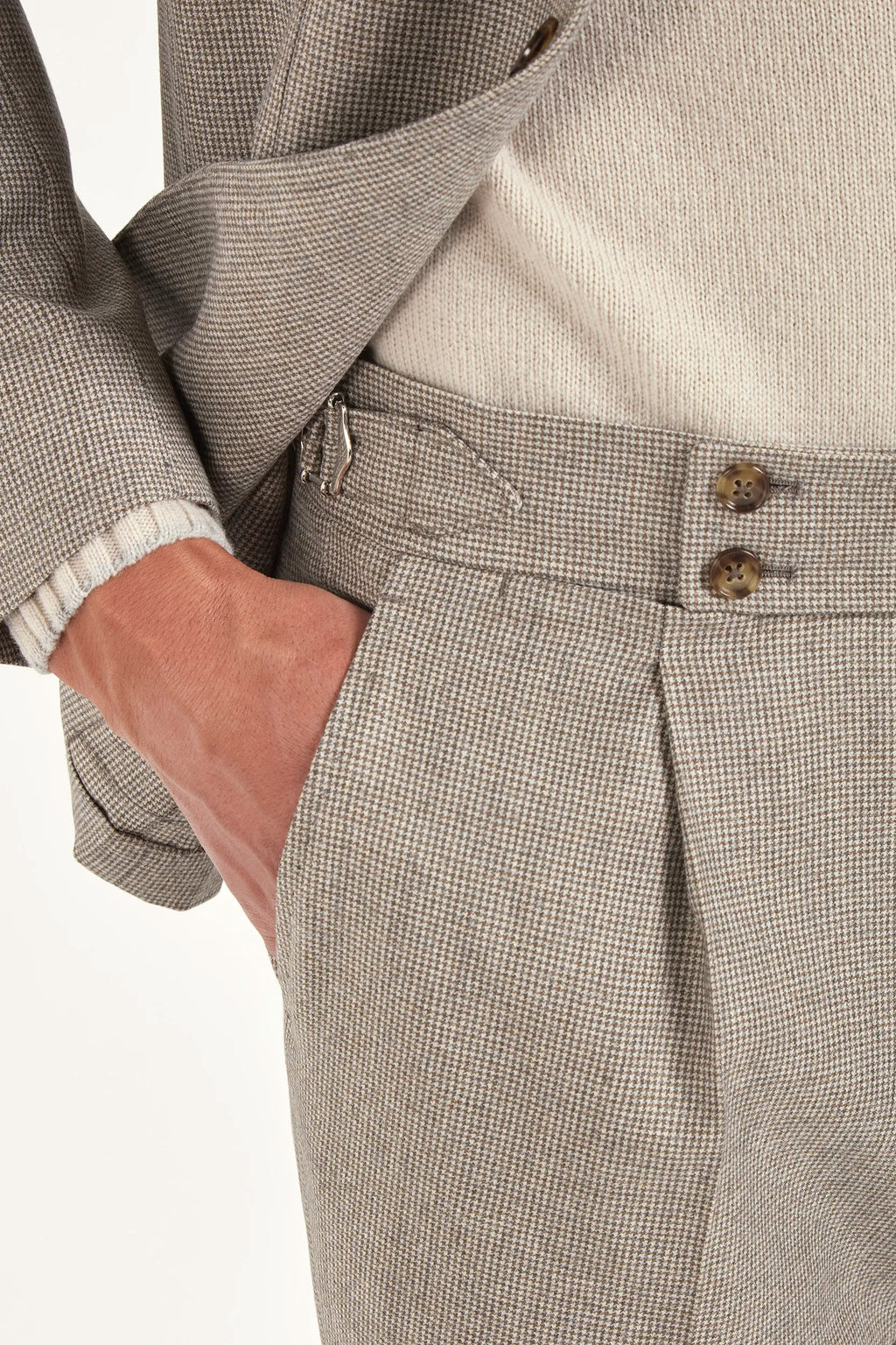 Taupe houndstooth suit - Made in Italy