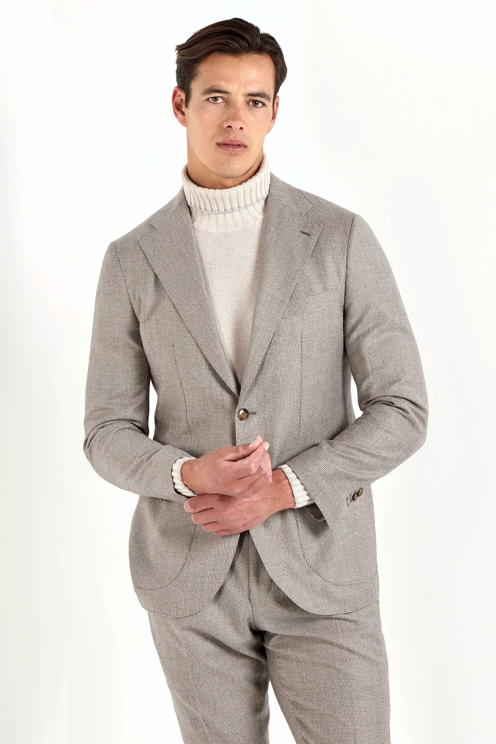 Taupe houndstooth suit - Made in Italy