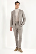Taupe houndstooth suit - Made in Italy