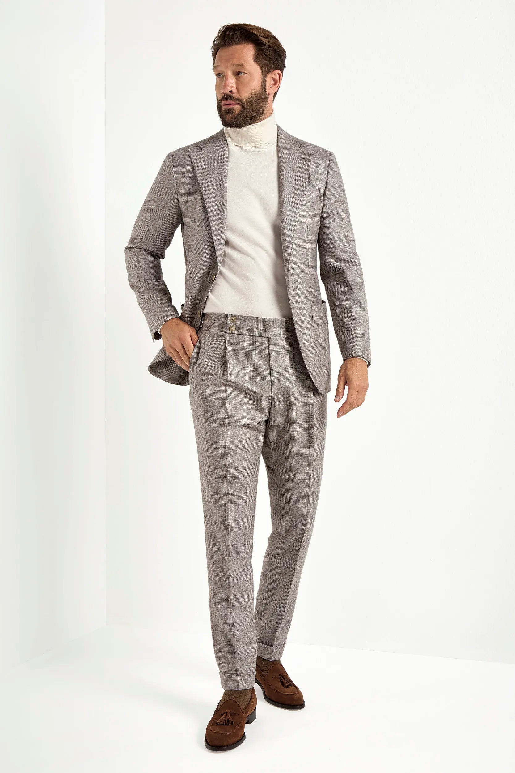 Taupe Prince of Wales suit - Made in Italy