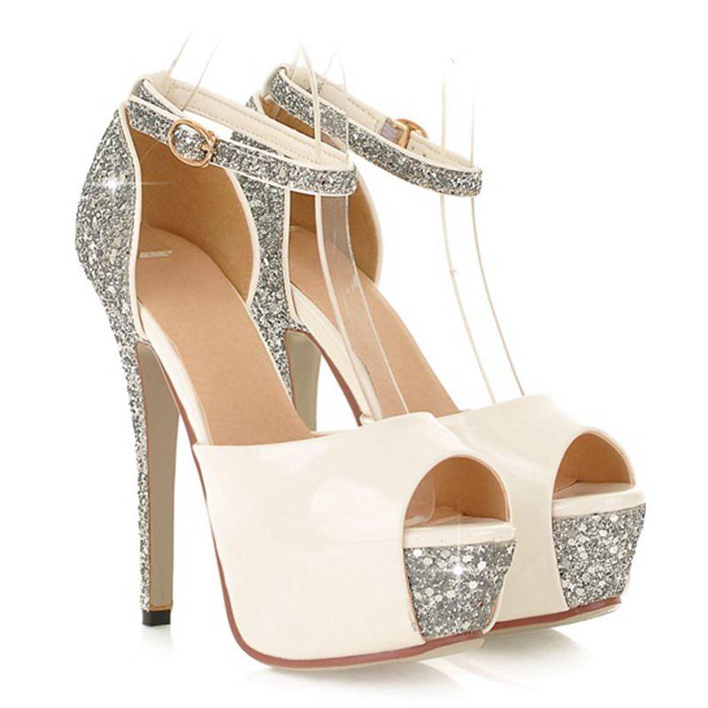Wedding Glitter High Heels Platform Bridal Shoes